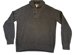 Duluth Trading Co Men’s Shawl Neck Pullover Infantry Wool Blend Ribbed Sweater L - Picture 1 of 7