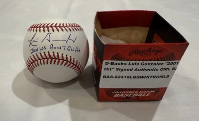 Luis Gonzalez Diamondbacks Signed & Inscribed Rawlings Baseball Beckett COA - Image 1 of 3