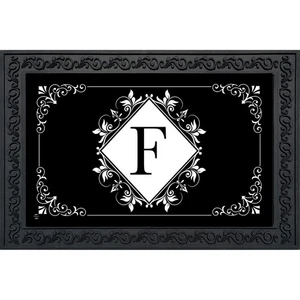 Felpudo Briarwood Lane blanco y negro con monograma F - Imagen 1 de 3