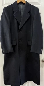Mens Long Dress Overcoat Coat Cashmere Wool Blend BLACK DIAMON CASHMERE JP TODDS - Picture 1 of 5