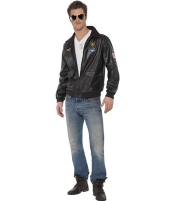 Smiffys Top Gun Chaqueta Bombardero Caballeros Vestido Elegante Disfraz Talla Grande Foto 1 de 2