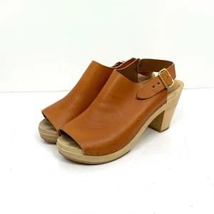 Zuecos Bryr Talla 40 Suzie Puntera Abierta Eslinga Trasera Cuero Genuino Suela de Madera Justo/Bueno - Imagen 1 de 21