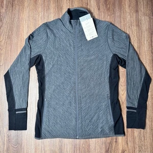 Icebreaker Womens Merino Wool Blend Descender Full Zip Jacket XL Heather Black - Picture 1 of 12