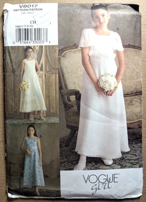 Vogue Girl V8017 CH Sz 7-10 Flared Dress  Lined Bodice Wedding Flower Girl Uncut - Image 1 of 3