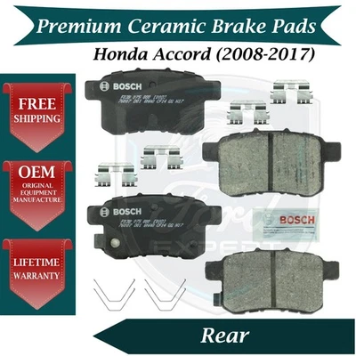 Kit de pastillas de freno traseras de cerámica Bosch OEM para Honda Accord 2008-2017 9 años de garantía Foto 1 de 4