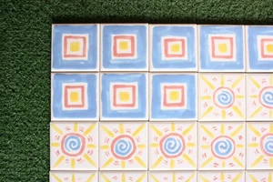 Vintage 79 pc. Lot FLORIDA TILE Hand Glazed 2x2 (2 1/8) in Ceramic Trim Tile - Picture 1 of 9