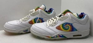 Jordan 5 Retro Low Golf Shoes Mens Size 16 Tie Dye Peace Love Graphic Cleats - Picture 1 of 8