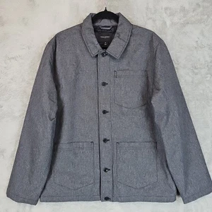 Banana Republic Tailored Puffer Jacket Mens M Charcoal Houndstooth Insulated - Picture 1 of 12