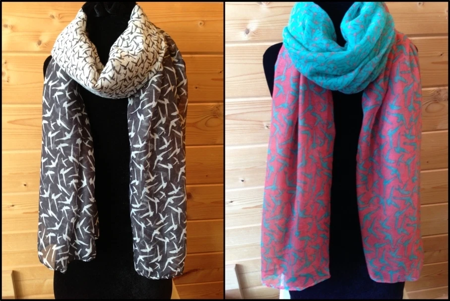 ¡¡¡Vendedor de Estados Unidos!!! Bufandas Multicolor Bufanda Peso Ligero Patrón Pájaro ¡NUEVO! Foto 1 de 1