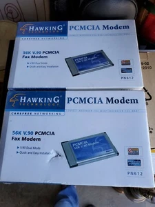 2X HAWKING 56k PCMCIA Fax Modem Card (PN612) V.90 Compact design NOS-Sealed - Afbeelding 1 van 5