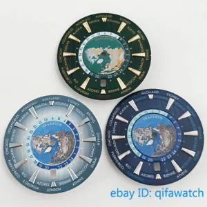 33.5mm green luminous sterile watch dial Fit NH35 movement date 6 O 'clock - Picture 1 of 9