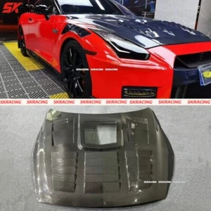 For Nissan GTR R35 09-17 Dry Carbon Fiber Engine Hoods Panels Front Bonnet Cover - Picture 1 of 19