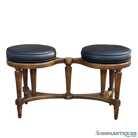 Vintage Traditional Louis XVI Style Double Seat Duet Piano Stool Bench Cover