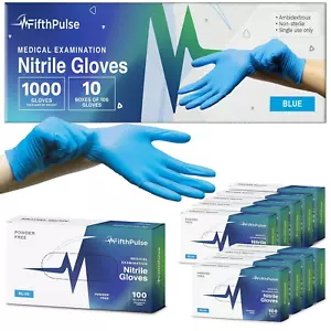 Medical Exam Blue Nitrile Gloves Small 1000 Count - 3 Mil Powder and Latex Free  - Picture 1 of 12