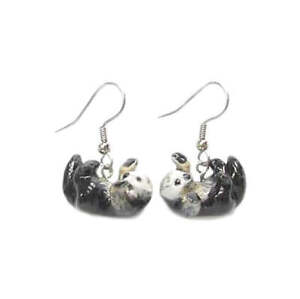 Little Critterz Jewelry - Black Sea Otter Animal - Porcelain Earrings Jewelry
