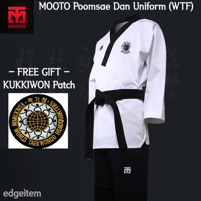 MOOTO Poomsae WTF Dan Uniforme (Hombre) con Parche KUKKIWON Taekwondo Dobok TKD Foto 1 de 4