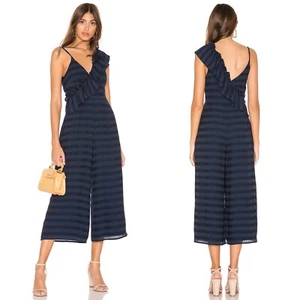Tuta Tularosa blu navy a righe con volant Firenze cropped taglia small - Foto 1 di 6