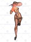 PAINTING PIN UP GIRL BODY STOCKING LINGERIE WIDE BRIMMED HAT USA ART PRINT CC882