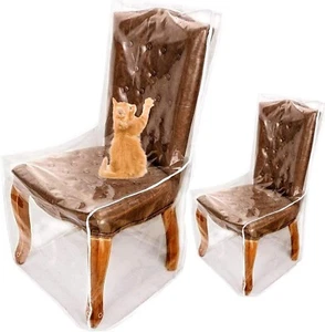 Plastic Chair Covers for Dining Room with Backrests Waterproof Clear PVC Kitc... - Picture 1 of 9