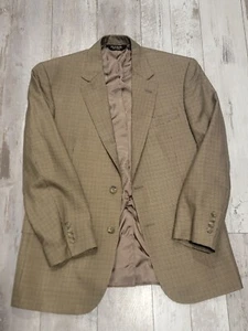 40S Men's Jos. A. Bank Blazer Golden Check Tan Silk & Wool 2 Button Sport Coat - Picture 1 of 9