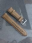 20Mm Light Brown Sailcloth Canvas/Leather Watch Band Strap Brown Stitch Qr Bars