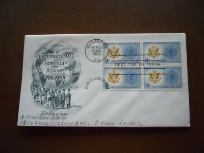 1962 Intl Struggle Against Malaria First Day Issue Envelope Scott #1194 Stamp - Image 1 of 4