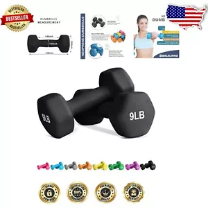 Durable 9lb Cast Iron Dumbbell Set with Non-Slip Grip for Strength Training - Picture 1 of 9