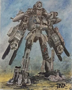 Transformers Decepticon BLACKOUT Originalillustration AQUAROR Kunstwerk signiert - Bild 1 von 1