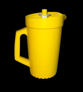 Vintage Tupperware 874-12 Pitcher 1 Qt Yellow push button top  - Picture 1 of 9