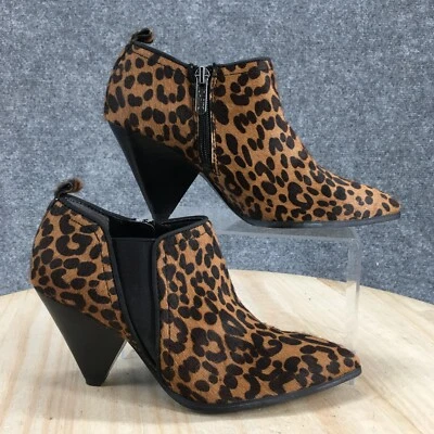 Botas Franco Sarto Mujer 6.5 M Newburry 2 Leopardo Pelo de Vaca Marrón Tacones Puntiagudos Foto 1 de 4