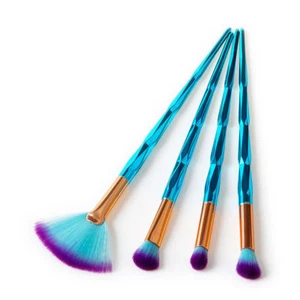 Makeup Brushes 4 piece Set - Turquoise & Purple - Synthetic Bristles - Picture 1 of 1