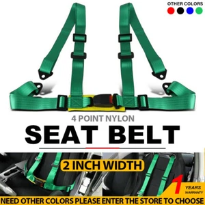 1 Pcs Green Universal Car Truck 4 Point Racing Seat Belt Harness Adjustable Auto - Picture 1 of 11