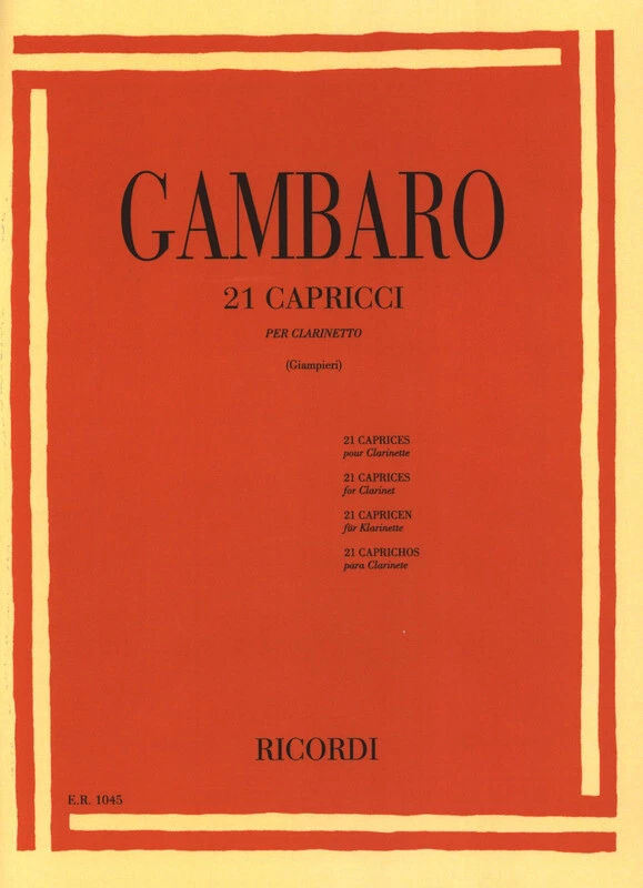 Gambaro - 21 Caprices pour Clarinette - Giampieri - Editions Ricordi - Photo 1/1