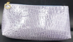 Estee Lauder faux animal skin lavender grey makeup bag 9" x 4 1/2" x 2 1/2" - Picture 1 of 3