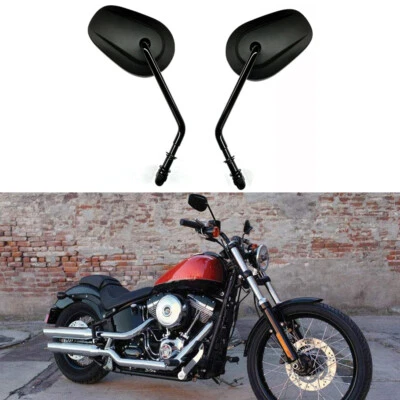 Espejos retrovisores negros de vástago largo para motocicleta Harley Davidson Blackline FXS Softail EE. UU. Foto 1 de 4