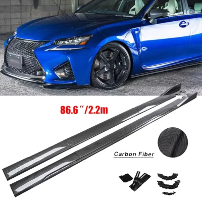 For Lexus GS F GS200t GS350 86.6" Carbon Style+Side Skirts+Rocker Panel Lip - Изображение 1 из 4