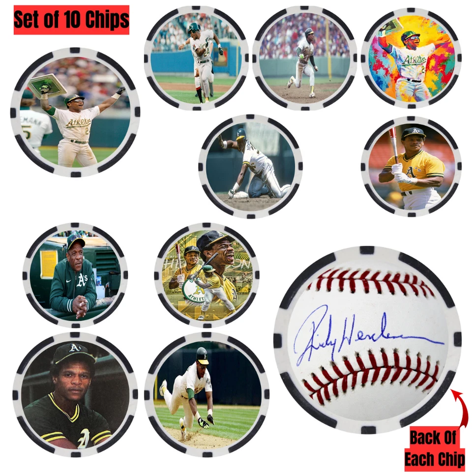 Rickey Henderson SIGNED Baseball Legends Poker Chip Set (10) - Image 1 of 2