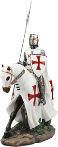8" Medieval Cavalry Knight Figure Templar Crusader Statue Warrior Sculpture Gift - Picture 1 of 6