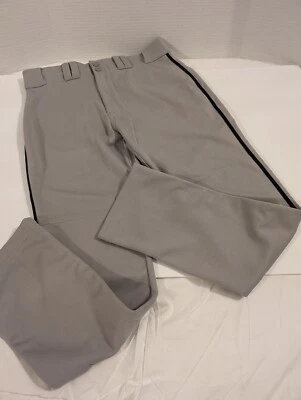 Easton Youth Baseball Pants Gray Blue Stripe Piping NEW Size YXL Adj Hem - Image 1 of 4