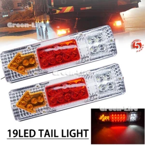 2PCS 12V 19 LED Tail Lights Rear Brake Lamp Stop Turn Indicator For Car Truck - Picture 1 of 15