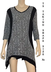 🌻 TS TAKING SHAPE BLACK SILVER TEXTUTED ASYMMETRICAL TUNIC TOP PLUS SIZE XS 14 - Picture 1 of 12