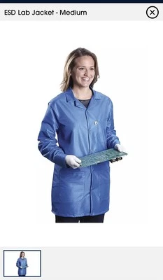 ULINE ESD Lab Jacket - Size LARGE Blue Sizing In Picture Retail $76 CAD Plus Tx - Image 1 of 4