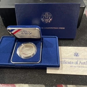 1987 S US Mint Constitution Proof Silver Dollar Commemorative $1 OGP/COA - Picture 1 of 3