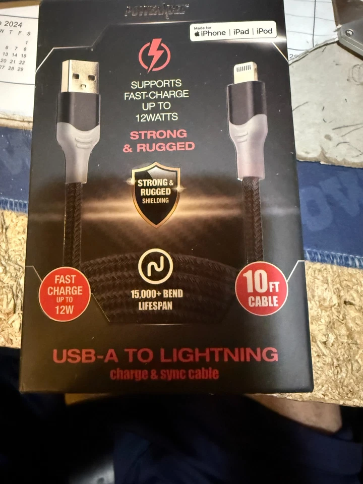 POWERXCEL CHARGING CABLE--10 FEET--LIGHT SYNC USB-A--FAST CHARGING CABLE - Image 1 of 1