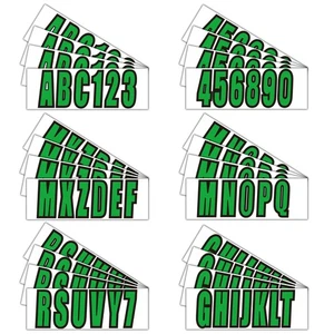 Boat Registration Letters Numbers Decals 4 Set of A-Z & 0-9 Green Stickers - Picture 1 of 5