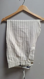 Scotch & Soda 'Owen' Tailored Wide Fit Stripe Cotton & Linen Trousers. W36L - Picture 1 of 14