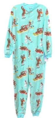 Новый с Ярлыками женская Nick & Nora Downhill носок обезьян 1шт флис молнии пижамы зимние Spo M - Изображение 1 из 4