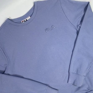 Fila Classic Lilac Crewneck Sweatshirt Embroidered Logo Pockets Size Large - Picture 1 of 11