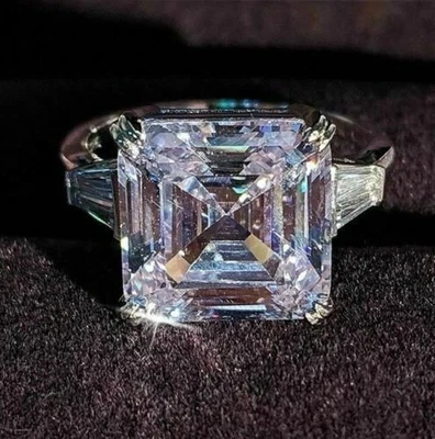 4.50 Ct Asscher Cut Lab Created Diamond Anniversary Ring 14k White Gold Plated - Image 1 of 4