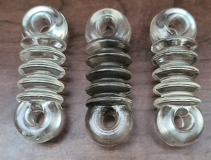 LOT of 3 Vintage Glass Strain Insulator Coil Radio Clear  - Picture 1 of 4